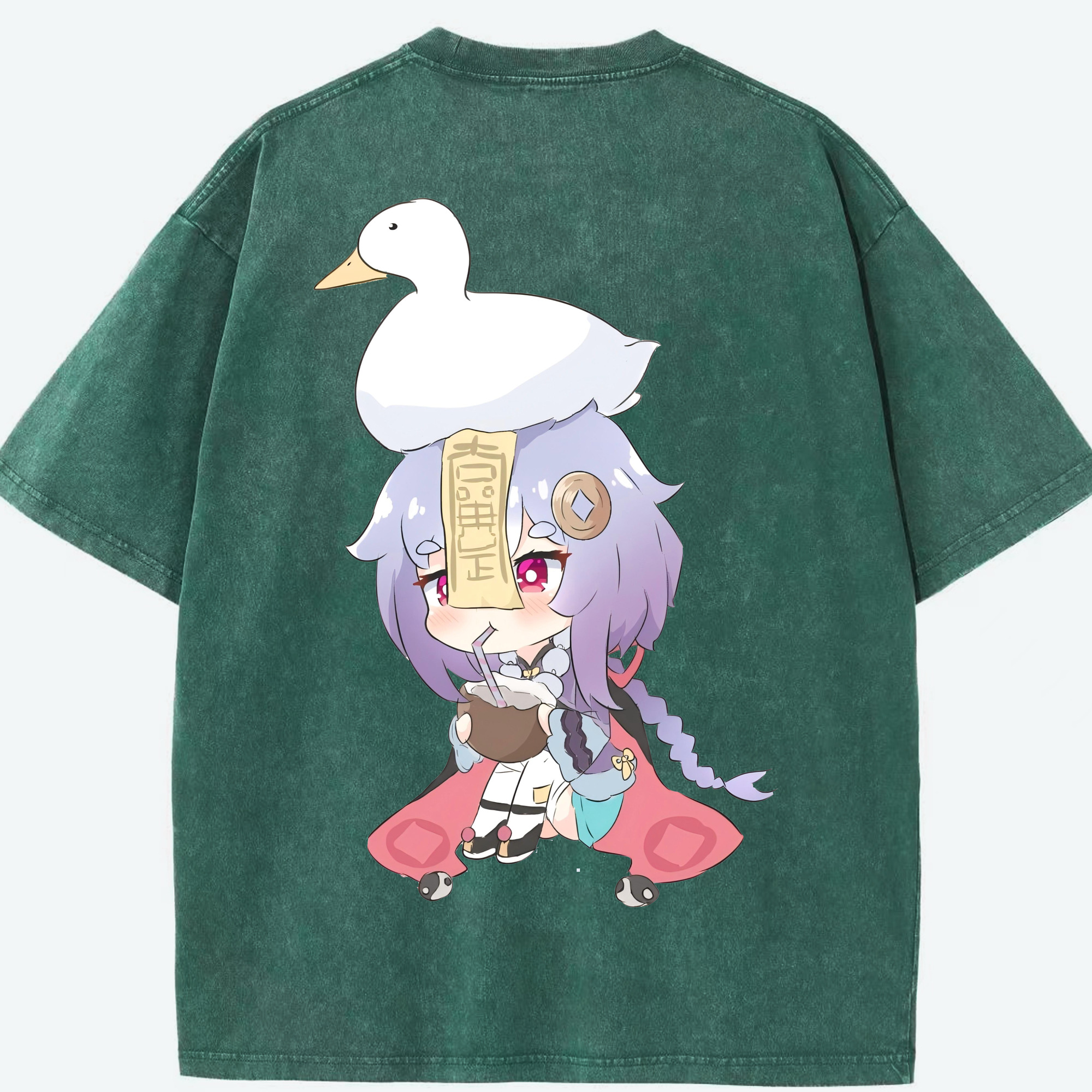 げんし神 七七 なな  genshin Nana 綿100% ヴィンテージ風 半袖Tシャツ（背面プリント）